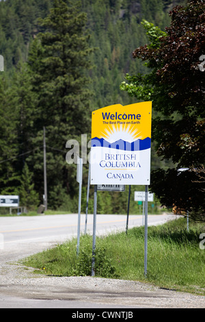 Singpost welcoming tourists, visitors to beautiful British Columbia, Canada. Stock Photo
