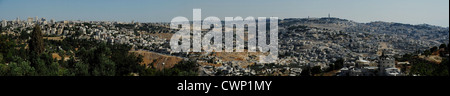 Panorama of the City of Jerusalem from the New City to the Mt of Olives Stock Photo