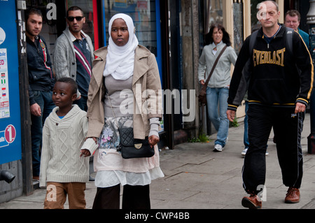 Multicultural street scenes in Walthamstow North London Stock Photo