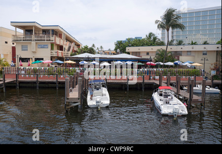 Waterfront restaurant in Bahia Mar Marina on Ft.Lauderdale Beach, Florida. Stock Photo