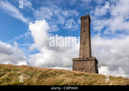 The Peel tower at Holcombe in Lancashire. Commemorates Sir Robert Peel one time Prime Minister of Great Britain. Stock Photo