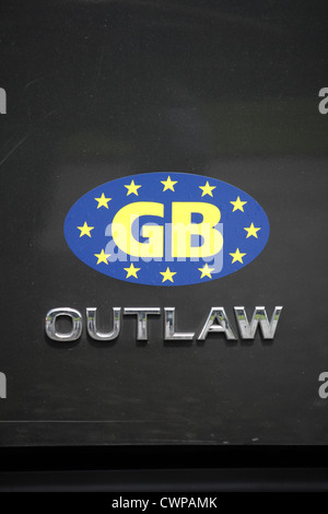 gb car sticker on nissan navara outlaw pick up truck car Stock Photo