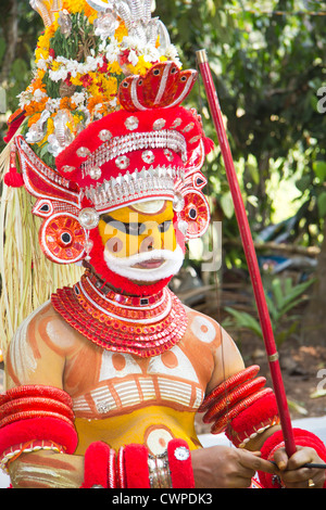 DANCER AS THEYYAM GOD,KANNUR,INDIA Stock Photo