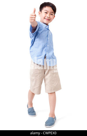 Portrait of a boy showing thumbs up sign Stock Photo - Alamy