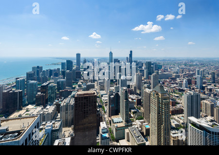 The city skyline looking south from the observatory on the John Hancock Building ( 360 Chicago ), N Michigan Avenue, Chicago, Illinois, USA Stock Photo