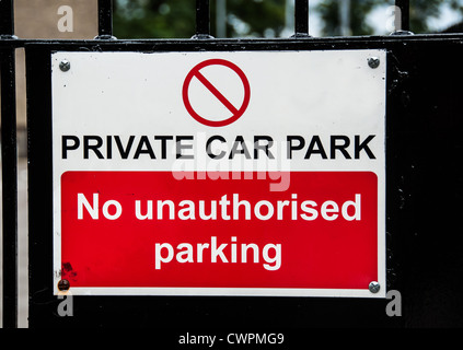 Warning sign Private car Park, No unauthorised parking Stock Photo