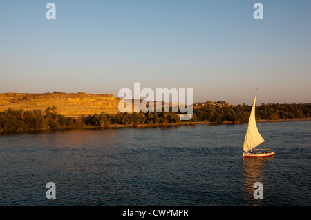 Sailboat Nile river valley between Luxor and Aswan Stock Photo