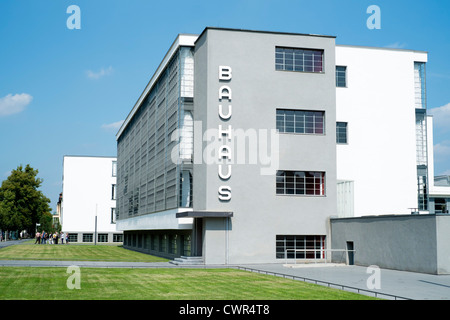 Bauhaus Building and architecture school designed by Walter Gropius in Dessau Germany Stock Photo