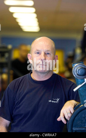 Swimming coach Billy Pye at the gym in the sports complex alongside the Welsh national pool in Sketty Lane, Swansea. Stock Photo