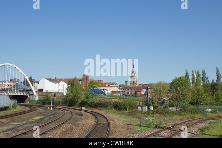 Railway and land to the north of Bolton railway station. This area is due to be redeveloped into a new bus/rail interchange. Stock Photo