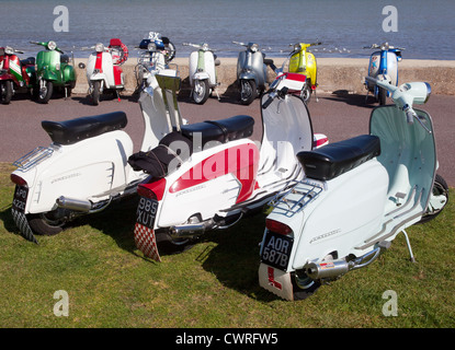 Classic Scooters parked on seafront at Ryde Stock Photo