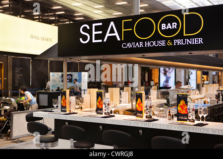 France Paris, Charles de Gaulle Airport, terminal 2E new M gates concourse Caviar Bar Stock Photo