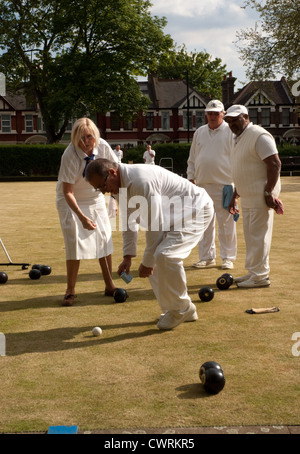 lawn bowlers from east ham bowling club London Stock Photo