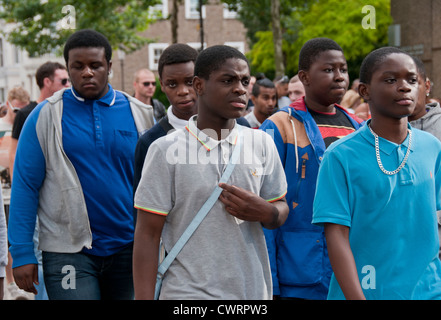 Group of West Indian youths in West London street Stock Photo
