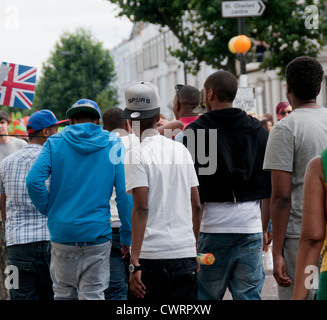 Group of West Indian youths in West London street Stock Photo