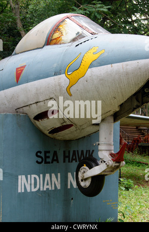 Hawker Sea Hawk Aircraft of Indian Navy 1971 India Pakistan war being Static Displayed in Trivandrum city of Kerala India Stock Photo