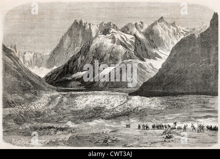 Napoleon III and Empress Eugenie excursion on the Mer de Glace Stock Photo