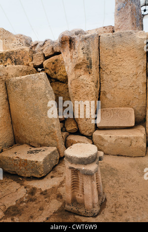 This Hagar Quim temple on Malta is even older that Stonehenge and the Pyramids Stock Photo