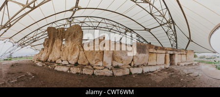 This Hagar Quim temple on Malta is even older that Stonehenge and the Pyramids Stock Photo