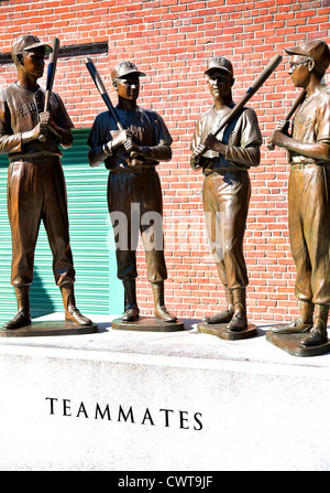 USA. Massachusetts. Boston. 'Teammates' statues outside Fenway Park.