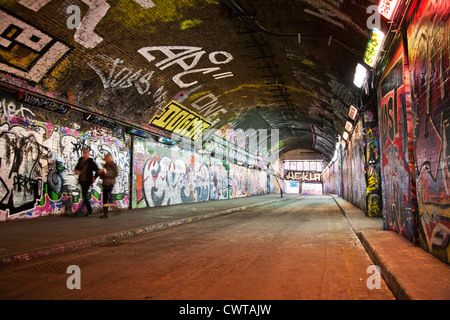 United Kingdom. England. London. Lambeth. Waterloo. Leake Street Tunnel. Authorised graffiti area. Stock Photo