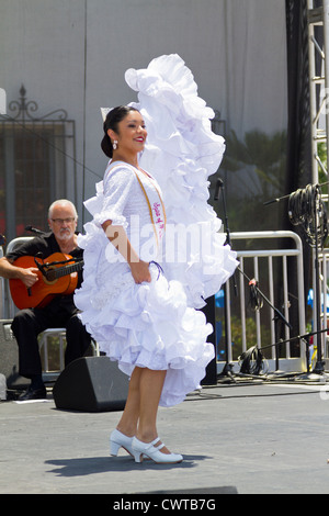 Flamenco dancer performing during Fiesta in 'Santa Barbara', California Stock Photo