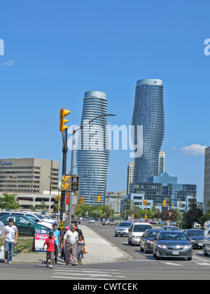 Award winning;The Absolute World Tower Condominiums Towers in Mississauga, Toronto;Ontario;Canada;aka:Marilyn Monroe @ JFK Tower Stock Photo