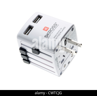 world travel adapter for dual USB charging of smartphones, tablet PC, MP3 player Stock Photo
