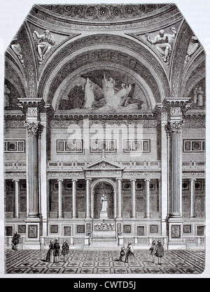 Eglise de la Madeleine interior, old illustration, Paris Stock Photo