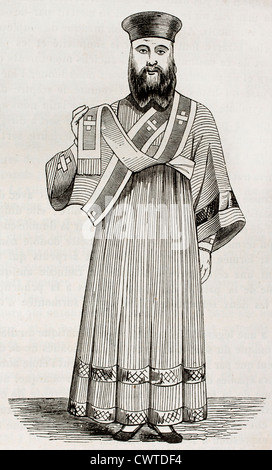Old illustration of Greek orthodox deacon vestment Stock Photo