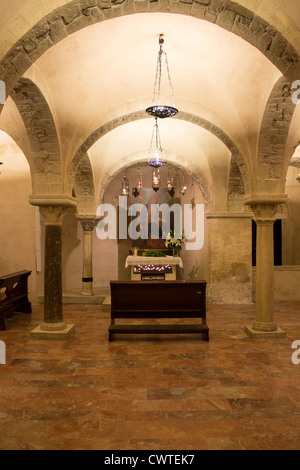 Italy, Puglia, Bari, old town, San Nicola Basilica crypt Stock Photo