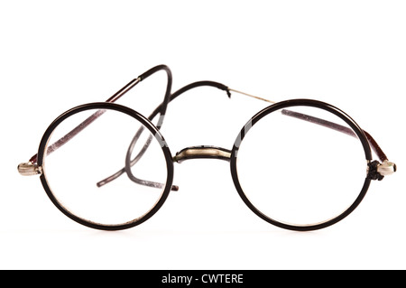 antique round reading glasses Stock Photo