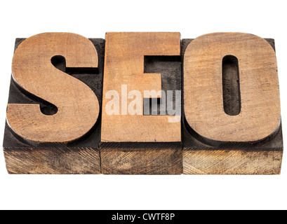 SEO (search engine optimization) acronym - isolated word in vintage leterpress wood type Stock Photo
