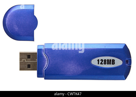 Close up of a old USB flash memory isolated on white background. Stock Photo