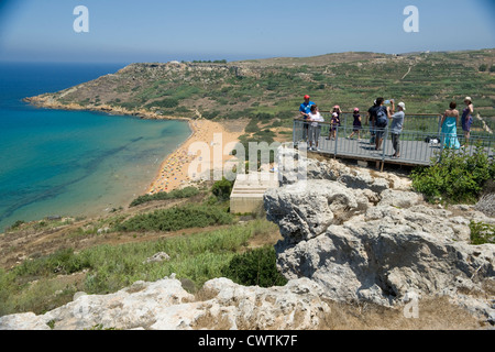 Tourists at viewpoint over Ramla Boy and beach. Stock Photo