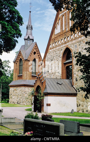 15th century stone Church of St. Lawrence in Vantaa, Finland Stock Photo