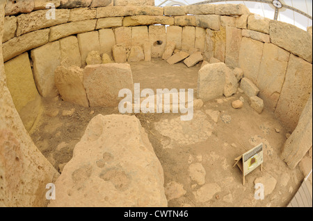 The prehistoric megalithic temple at Hagar Qim, Malta Stock Photo