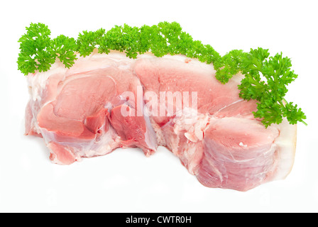 Raw pork with parsley Stock Photo