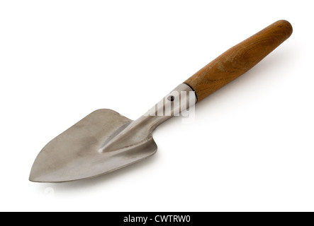 Old garden trowel isolated on white Stock Photo