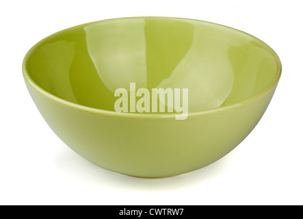 Green empty bowl isolated on white Stock Photo