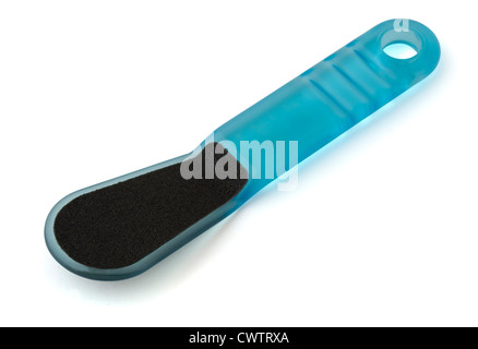 Blue plastic foot file isolated on white Stock Photo