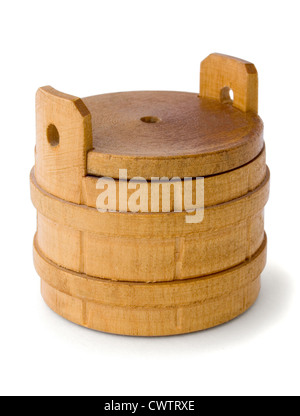 Small wooden barrel isolated on white Stock Photo