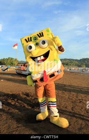 Spongebob Squarepants on the beach in Pangandaran, West Java. Stock Photo