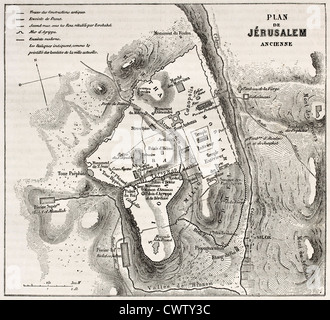 Old plan of Jerusalem Stock Photo