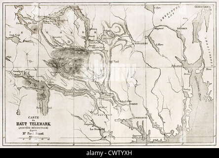 Telemark old map, Norway Stock Photo