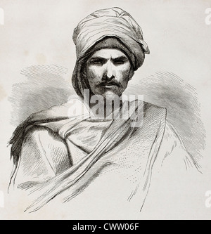 Old engraved portrait of a Bedouin Stock Photo