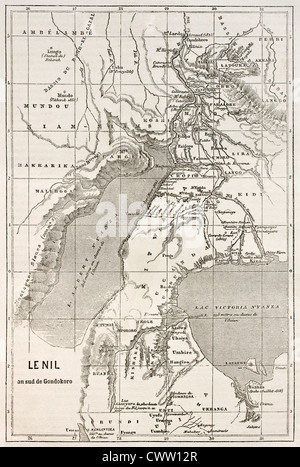 Alberta and Victoria lakes region old map Stock Photo