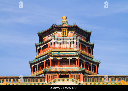 the Tower of the Fragrance of the Buddha inside Summer Palace Beijing, China Stock Photo