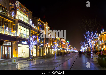 night view of beijing street Stock Photo