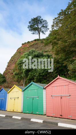 beach huts by  Coryton's Cove Dawlish Devon England UK Stock Photo